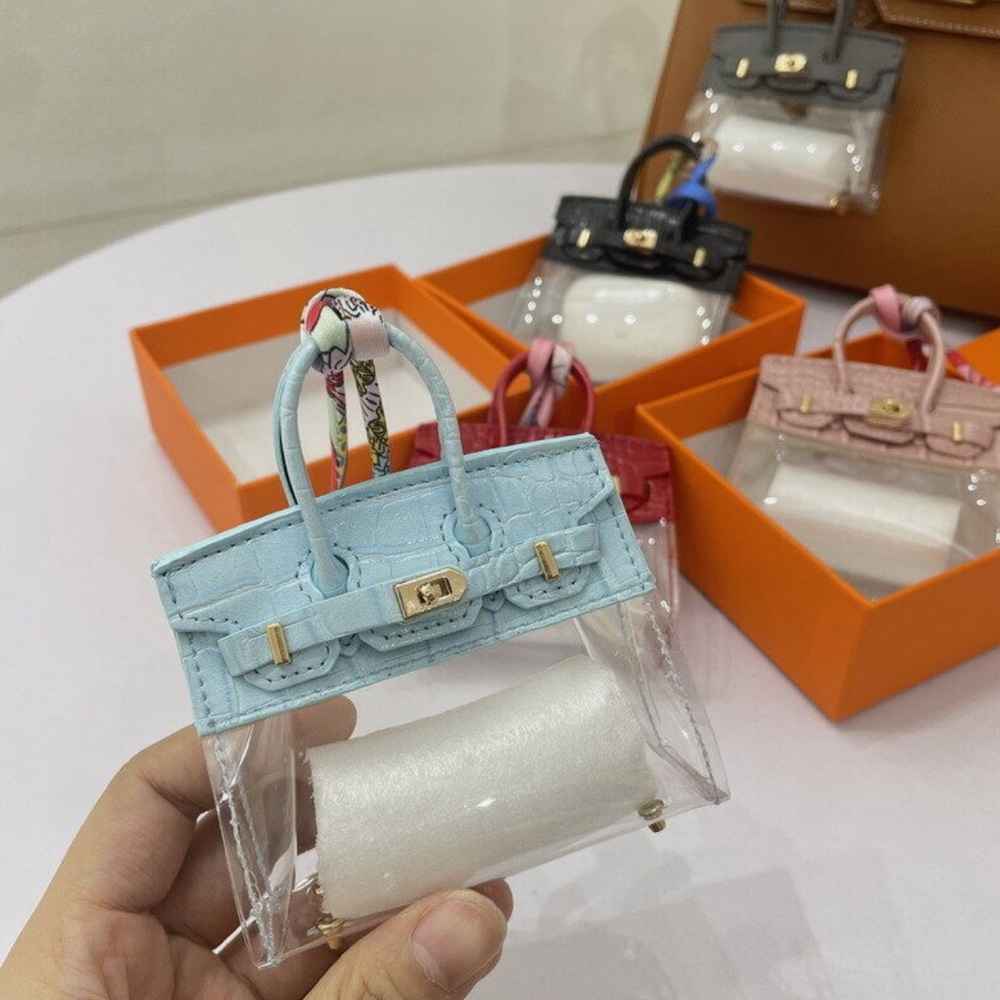 Blue Croc Embossed Twist Lock Bag Charm